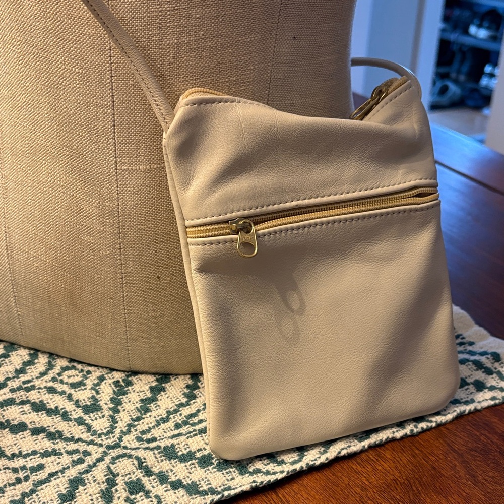Cream Leather Crossbody Bag